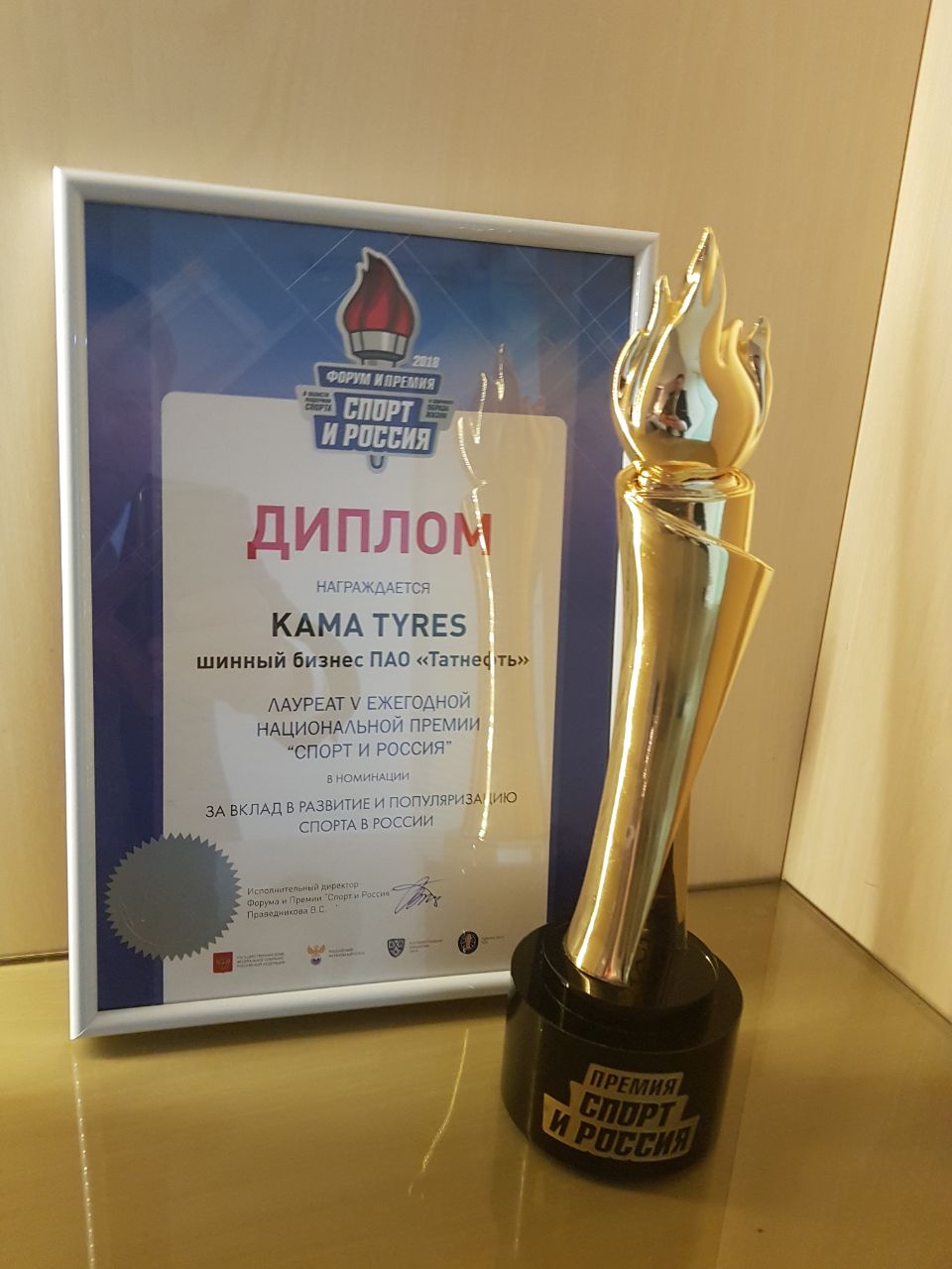 KAMA TYRES - обладатель награды «Спорт и Россия-2018»